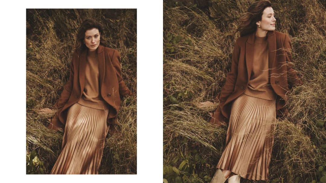 Stylizacje z beżową plisowaną spódnicą, które zachwycą każdego